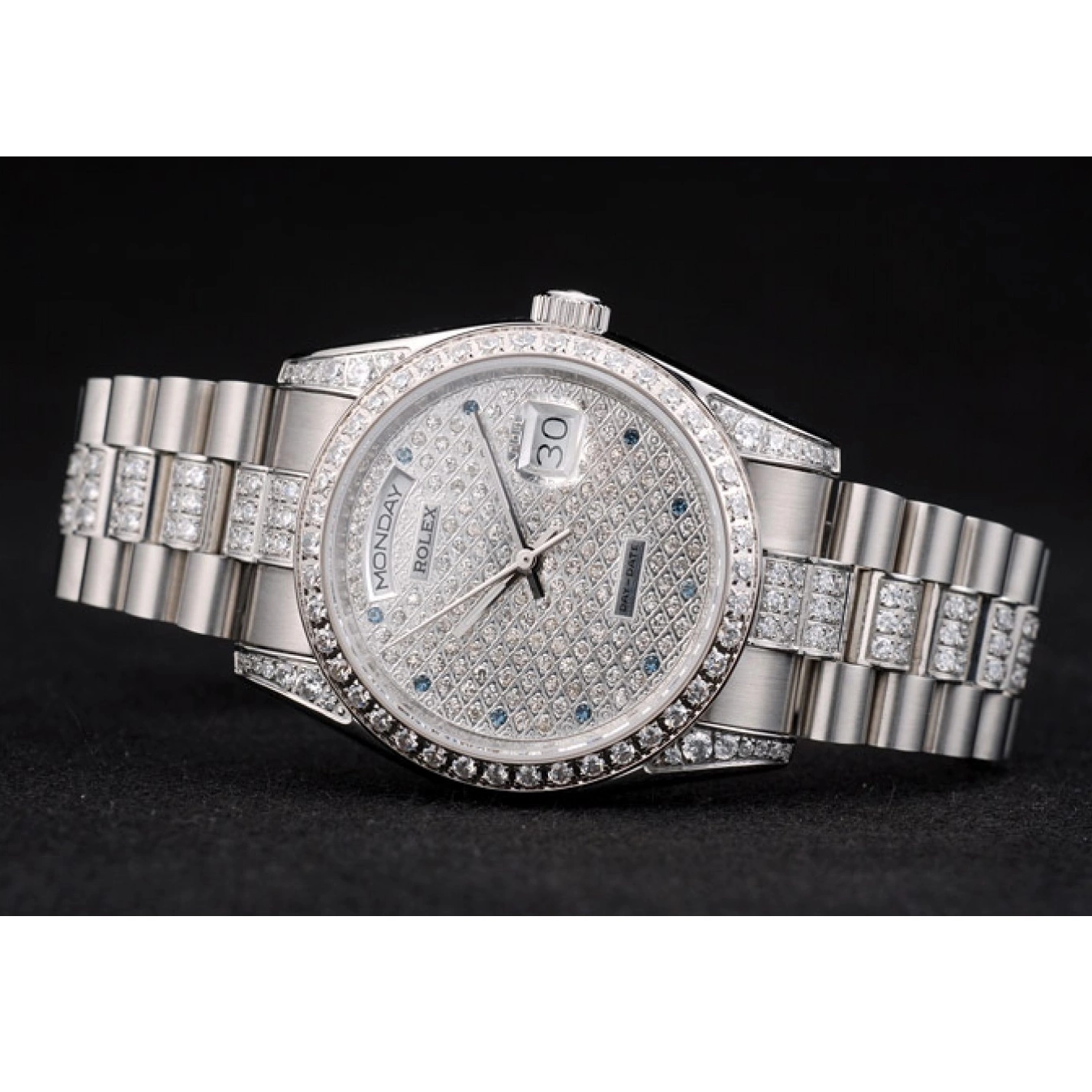 Good Copy Rolex Watches Bracelet Stainless DayDate Diamond 41986 Plated Plated Dial Steel Diamond Rolex 0727
